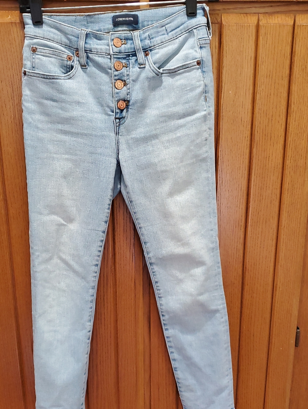 J. Crew Women's Light Blue Skinny Jeans with Button-Fly